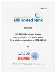 AUB Acquired 105,600,000 common shares-March 2001